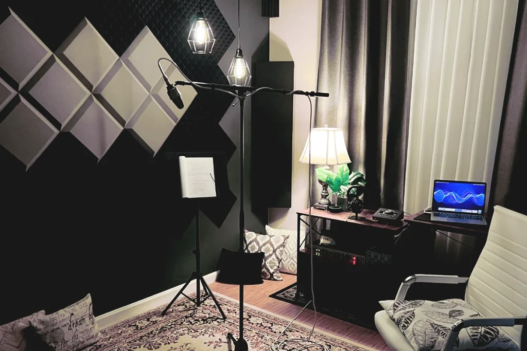 Catherine Provenza broadcast-quality voiceover recording studio with professional audio equipment